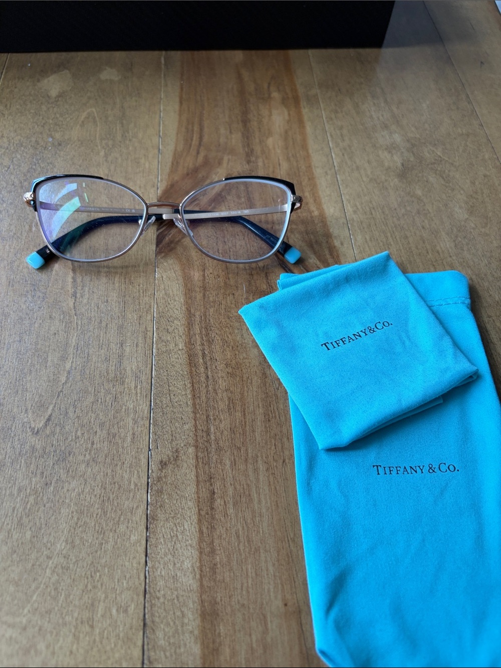 Tiffany & Co. Rose Gold Eyeglasses Teal Temple Tips